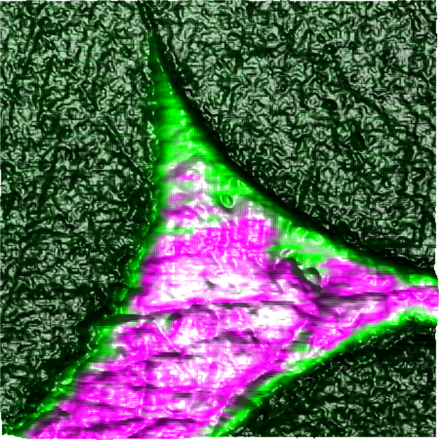 嵌入环氧树脂中的卡宾纤维纤维的纳米电源PF-KPFM图像的纳米级特性图。